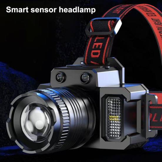 Smart Sensor Headlamp Work Light Control Outdoor LED Rechargeable Zoomable with Motion Fishing