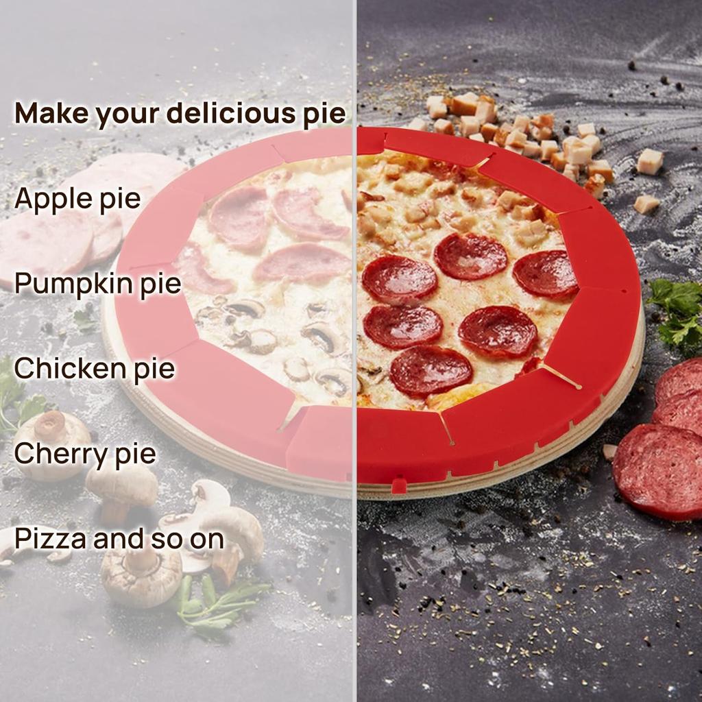 CARGEN Pie Crust Shield, Adjustable Pie Crust Covers for Edges of Pie Silicone Pie Crust Protectors when Baking Pie Baking Accessories 2 Pieces Red