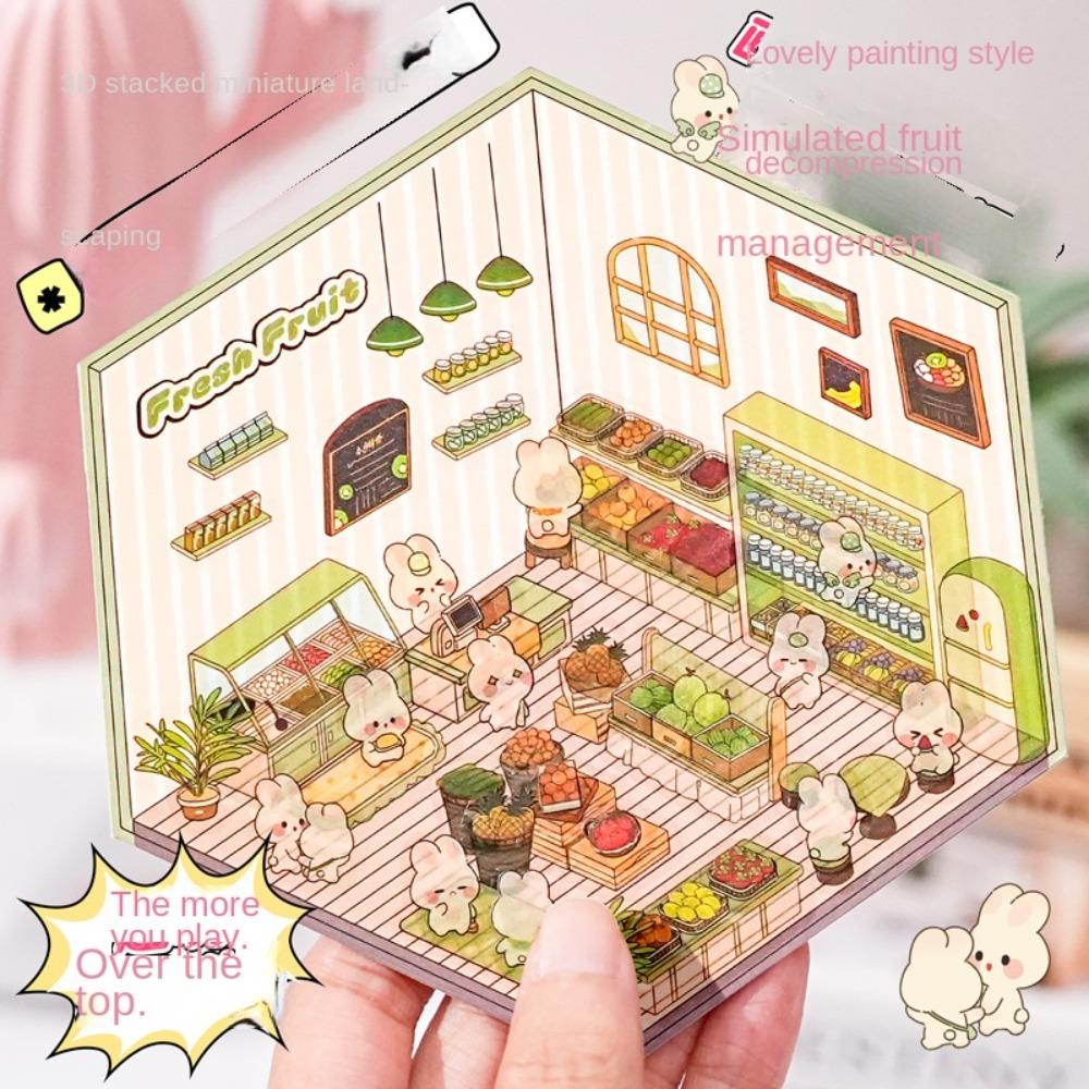 Decorative Visual Stacking Sticker DIY Landscape Notebook Sticker Miniature Scene 3D Stickers