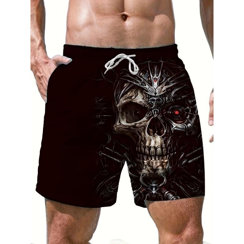 

Red Eye Skull Print Men s Beach Shorts S