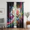 Modern Floral Crystal Cosmic Design 2-Piece Curtain Panels Set Digital Print Rod Pocket Hanging for Living Room Bedroom Home
