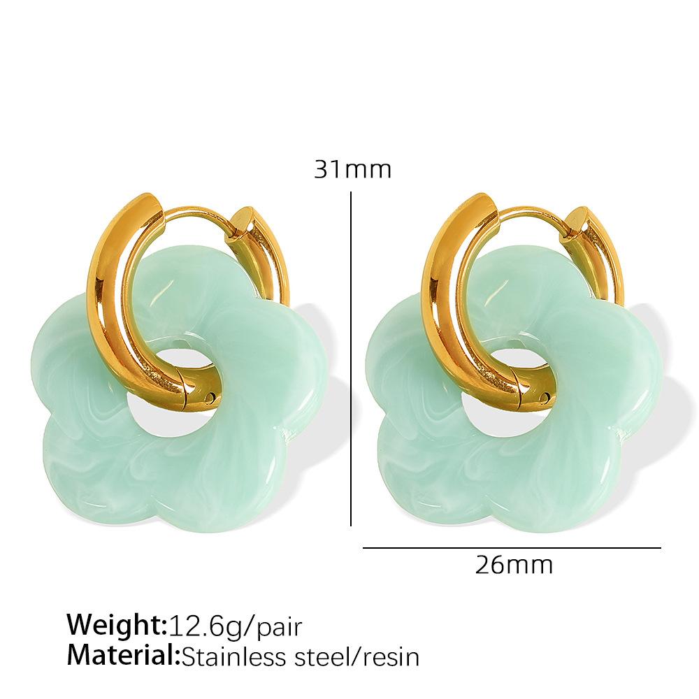 Dopamine Flower Ear Buckle Earrings Titanium Steel Stylish Simple Camellia Earrings Pastoral Jewelry