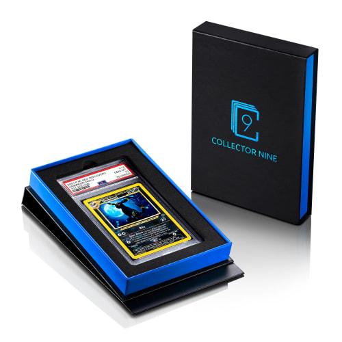 Collector Nine PSA/CGC Display Gift Case with Magnetic Flip | Graded Card Storage Slab Shipping Box Holder (Blue, PSA/CGC 3-Pack)