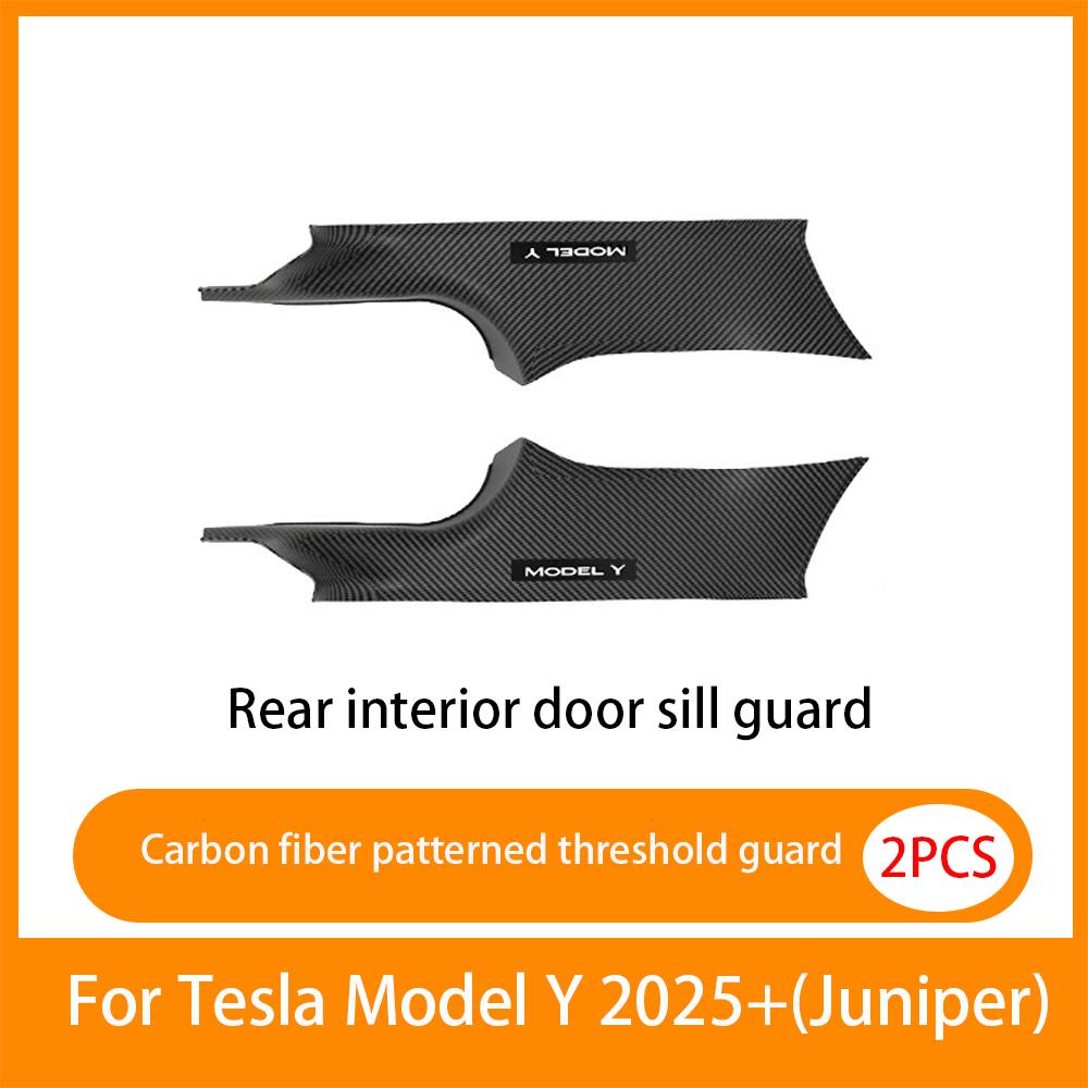 2/4/8PCS Front Rear Door Sill Protector Cover For Tesla Model 3/Y  Carbon Fiber Anti Kick ABS Pedal Guards Inner Strip Threshold