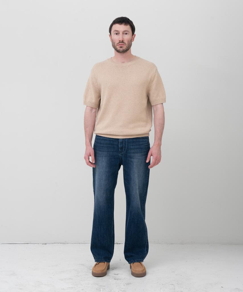 MANNERGRAM Upw Washable Cotton Round Short Sleeve Knit Light Beige