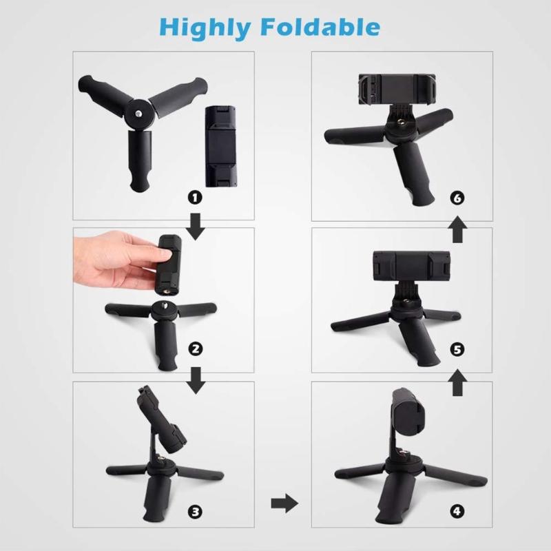 360 Degree Rotating Mobile Phone Mount Tripod Adapter Connect to Monopod Adjustable Smartphone Clip Clamp