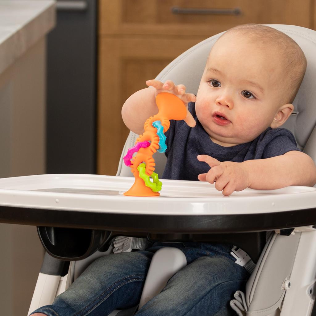 Fat Brain Toys Baby Spielzeug Pip Squigs Loops Orange mit Saugnapf Authentisch FA165-1