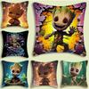Pillow Covers Cartoon Cute Groots Sofa Decorative Home Double-Sided Printing Short Plush Cute Cushion Cover