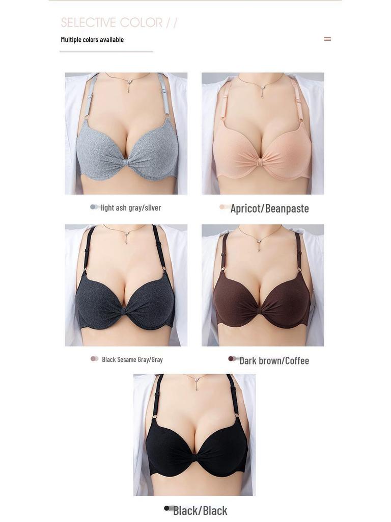 Women's Comfortable Cotton Push-Up Bra with Underwire and Adjustable Fit