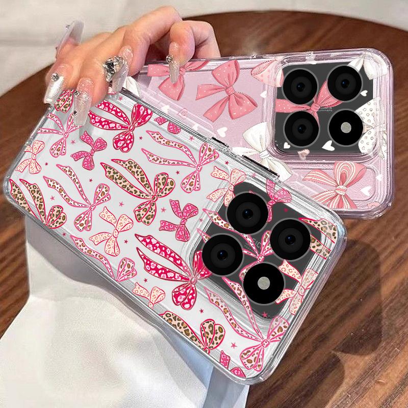 Pink Bowknots Pattern Case For Xiaomi Redmi Note 15 Pro 4G Funda Redmi Note 14 13 Pro 5G Clear TPU Silicone Soft Cover