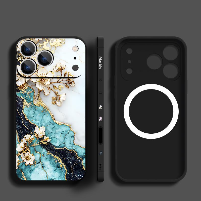 Luxury Sandstone Marble Pattern Case For iPhone 16 Pro Max Magnetic For Magsafe Soft Cover For iPhone 17 15 14 13 Pro Max 17E 16E