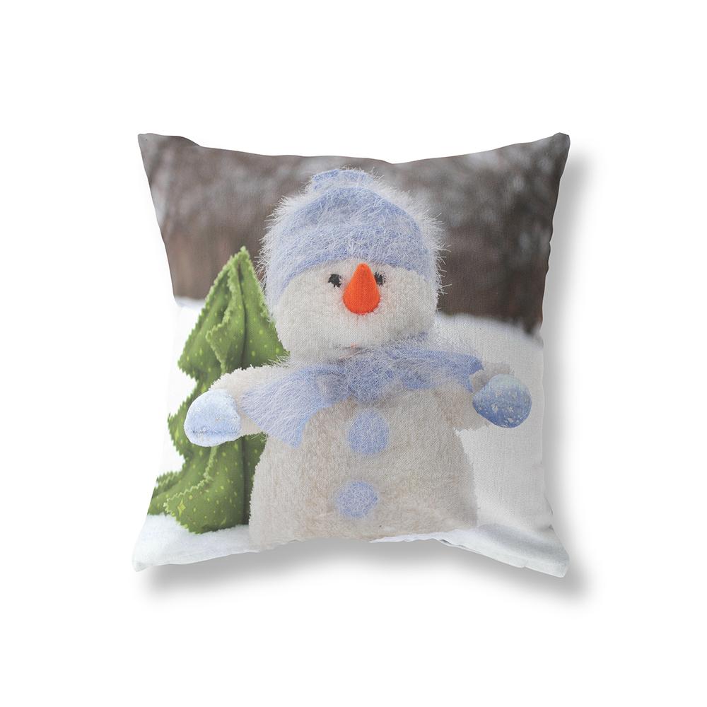 Cute Snowman Merry Christmas Print Pattern Cushion Cover Home Living Room Sofa Decoration Square Pillow Pillow Cover