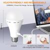 E26/E27 Cordless Usb Rechargeable Light Bulbs With Remote Control 2000Mah Battery Operated Light Bulb For Lamps, Dimmable/Timer