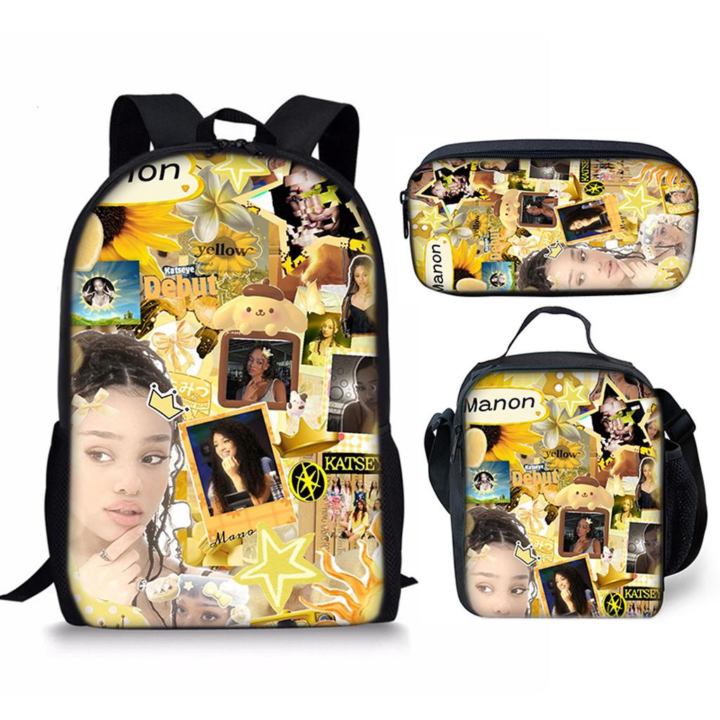 Luxury Popular Funny Novelty Kpop Katseye 3D Print 3pcs/Set pupil School Bags Laptop Daypack Backpack Lunch bag Pencil Case