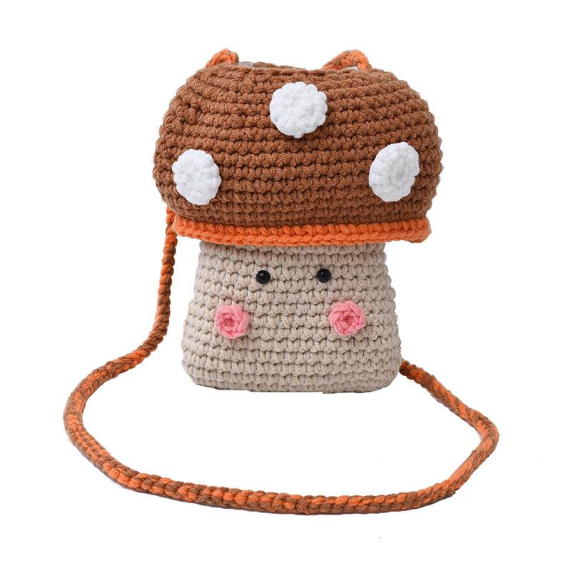 Knit Mushroom Handbag For Women With Soft Wool Material And Stylish Woven Design