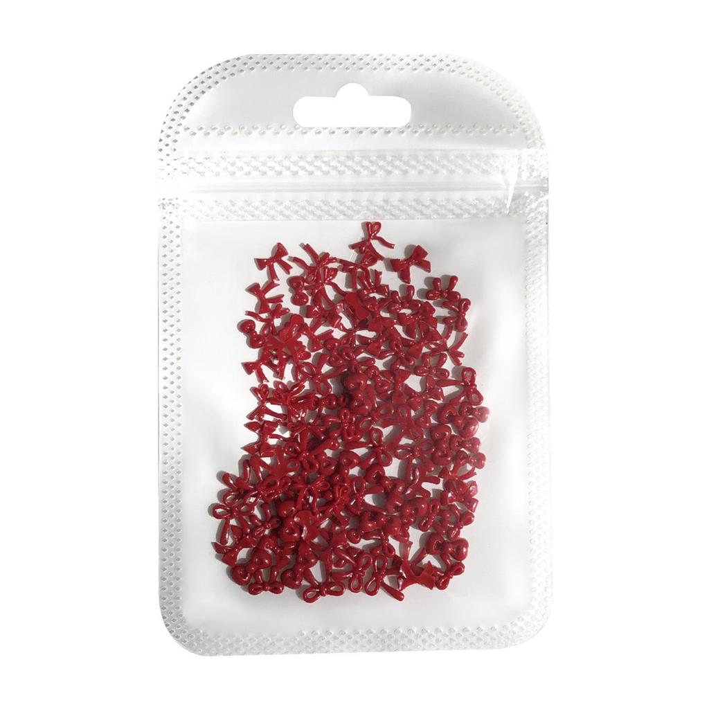 Ancola Burgundy Red 3D Resin Bow Nail Art Accessories - New Year Edition