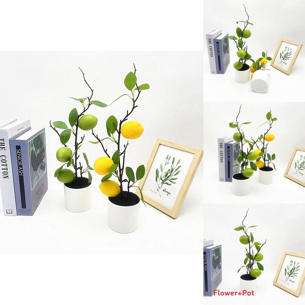Lemon Indoor Decorative Plant With Faux Fruits For Photography And Home Decor