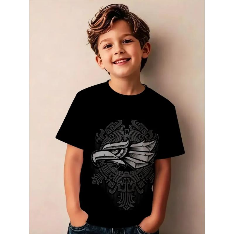 Mode Vêtements pour Enfants Col Rond Manches Courtes Impression Couleur 3D Décontracté T-shirt Décontracté à Manches Courtes et Col Rond