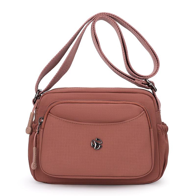 Solid Color Mobile Phone Bag Messenger Bag Small Bag Nylon Simple Middle and Old Trend Multi-layer Zipper Shoulder Bag Change Bag