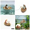 1Pc Creative Cat Fishing Boat Aquarium Ornament Premium Resin Marine Theme Durable Fish Tank Landscape Decor Aquarium Ornament