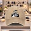 Cat UFO Alien Print Washed Denim Baseball Cap Adjustable Casual Street Snapback Hat Unisex