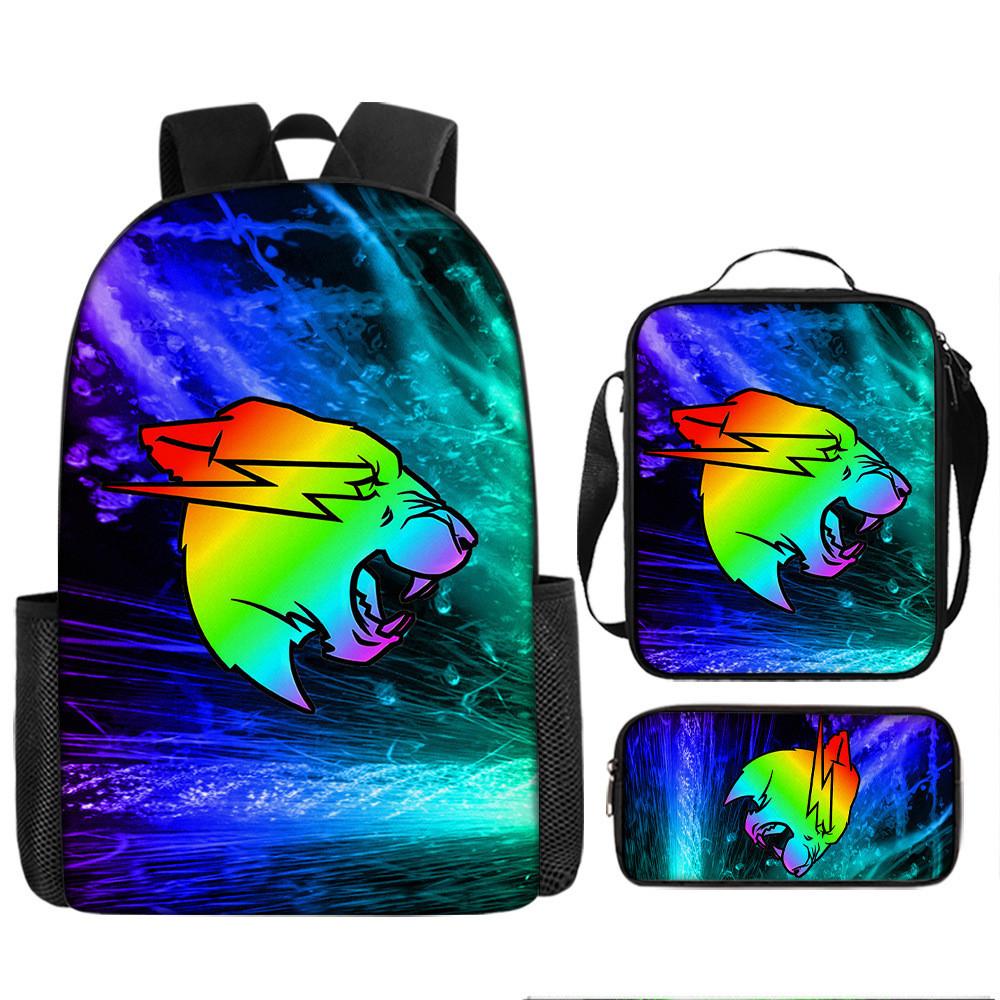 Mr Beast Lightning Cat 3d Print School Backpack With Breathable Oxford Fabric For Kids