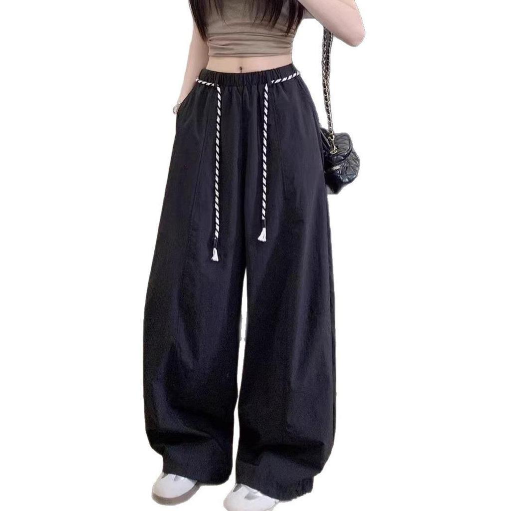 American Style Drawstring Wide Leg Sweatpants - Spring/Summer 2026 Dopamine Drapey Elastic Waist Casual Pants