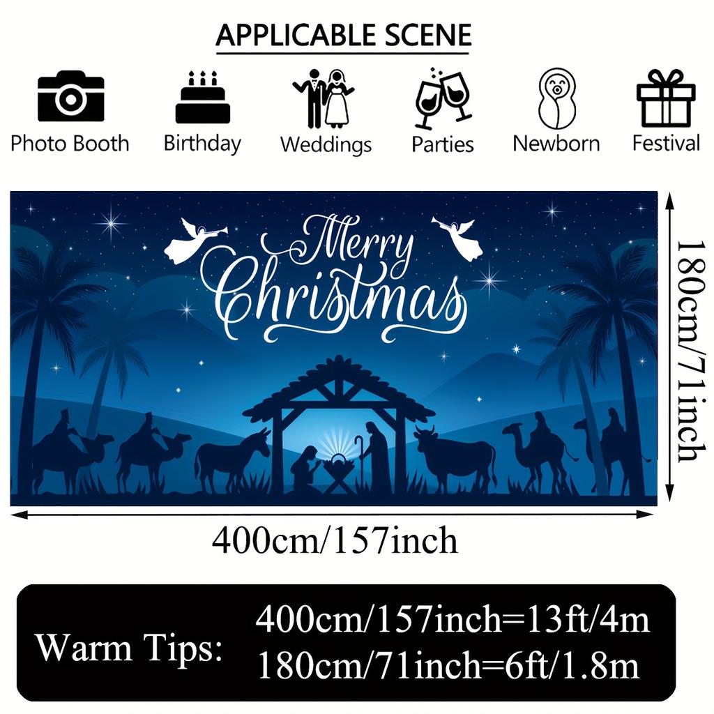 Christmas Nativity Scene Garage Door Banner - Vibrant Holiday Backdrop for Photo Booth, Yard Sign, and Party Decorations
