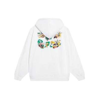 Li Ning X Pablo Ientile Cartoon Print Embroidered Pullover Hoodie Men Hoodies Standard-White AWDT161-4