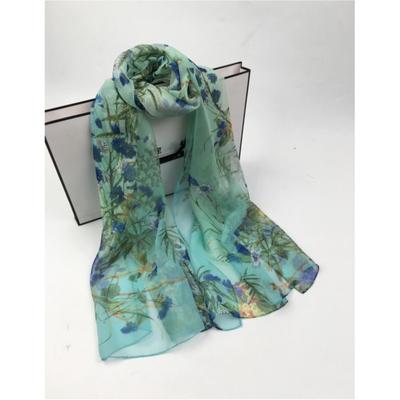 Damen Frühling und Sommer Leichter und weicher Druck Temperament Seidenschal Einfarbiger Pendlerschal