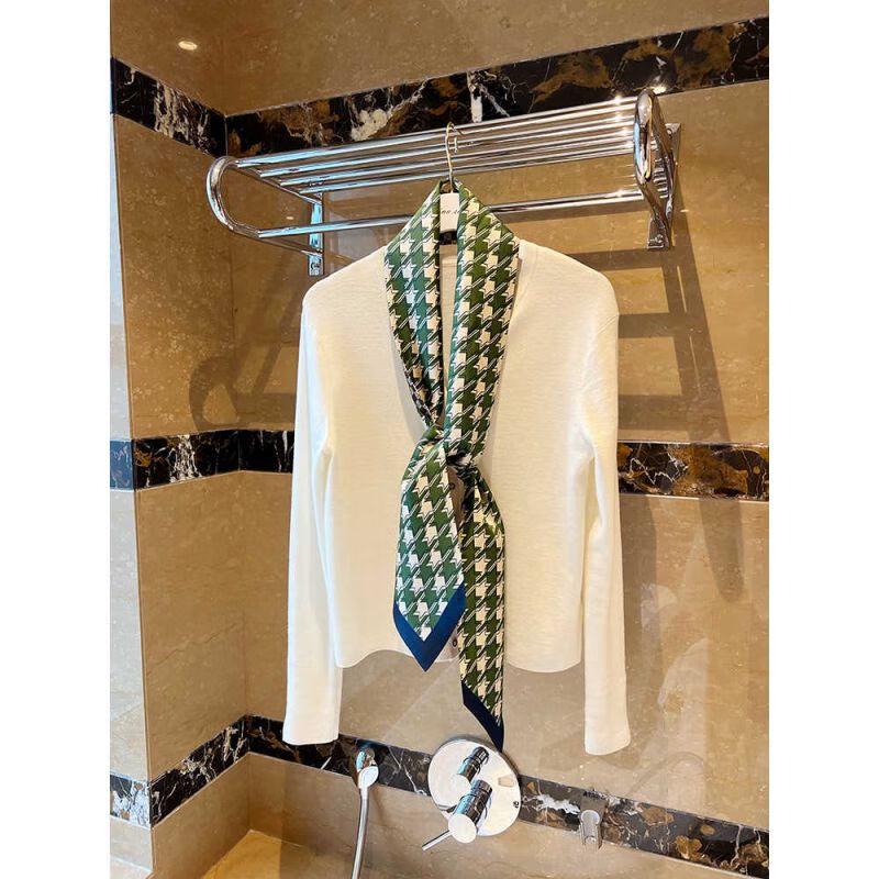 NINA SOLOR Nordic Chic Houndstooth Double-Sided Long Silk Scarf