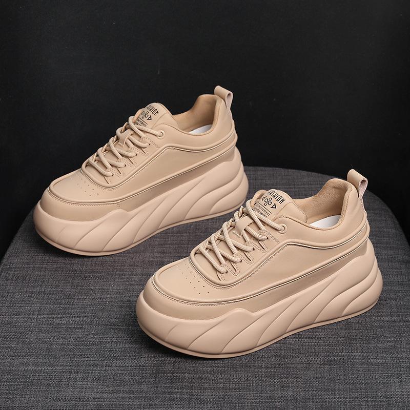 

Platform white shoes women s 2025 autumn and winter new Korean versatile casual sports shoes leather inner height increase muffin shoes women 40 абрикосовый