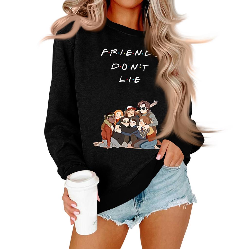 Women's And Men's Unisex Fashion Casual Long-sleeved Loose Printed Round Neck Pullover Hoodie Sweatshirt