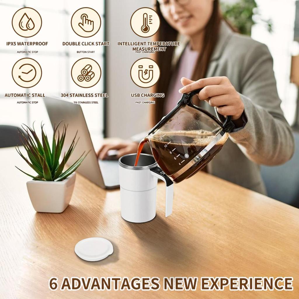 Self Stirring Mug Automatic Mixing Coffee Cup 380ml Heat Resistant Coffee Mug Hot Chocolate Cocoa Drinkware for Home Office