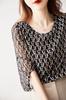 Blouse Summer Short Sleeve Top Crew Neck Outerwear Chiffon Print Puff Sleeve Pullover Loose Fit Body Covering Cool Stylish Feminine Clean Adult Casual