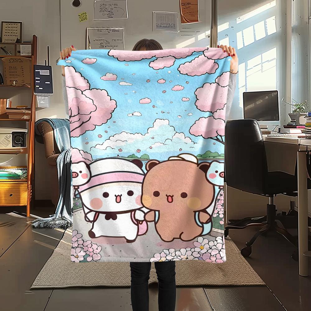 1Pc Bubu Dudu Print Flannel Blanket, High quality Comfortable for All Seasons, Home Decor, Warmth and Comfort, Perfect for Christmas Gifts