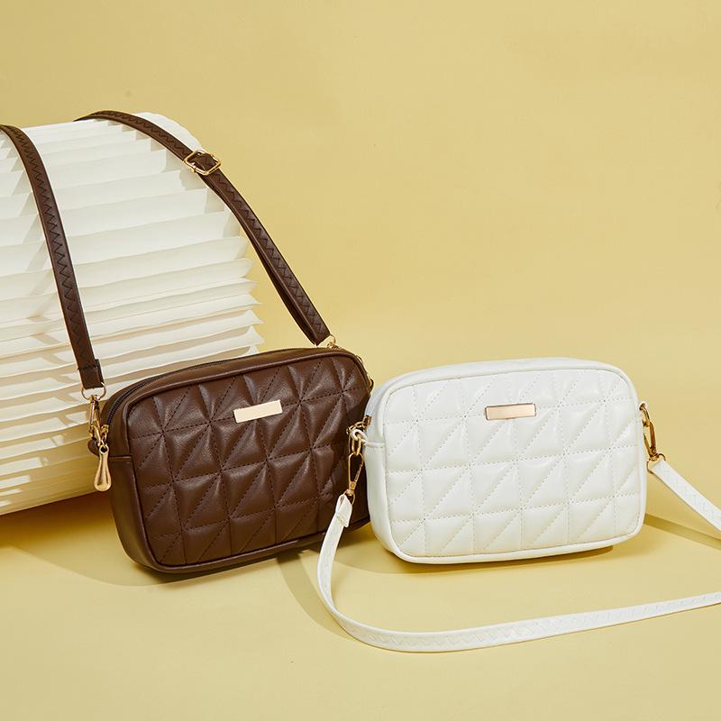 Borsa a Tracolla Quadrata Piccola da Donna in PU con Ricamo Chao a Quadri - Elegante Borsa Piccola per Cellulare e Fotocamera