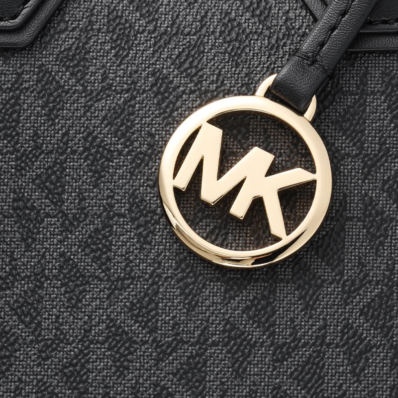 Michael Kors Mk Mercer Klassisches Logo Anhänger Gold Label Kieselsteinleder Tragetasche Damen Tote Schwarz 35T1GM9C0I-BLACK