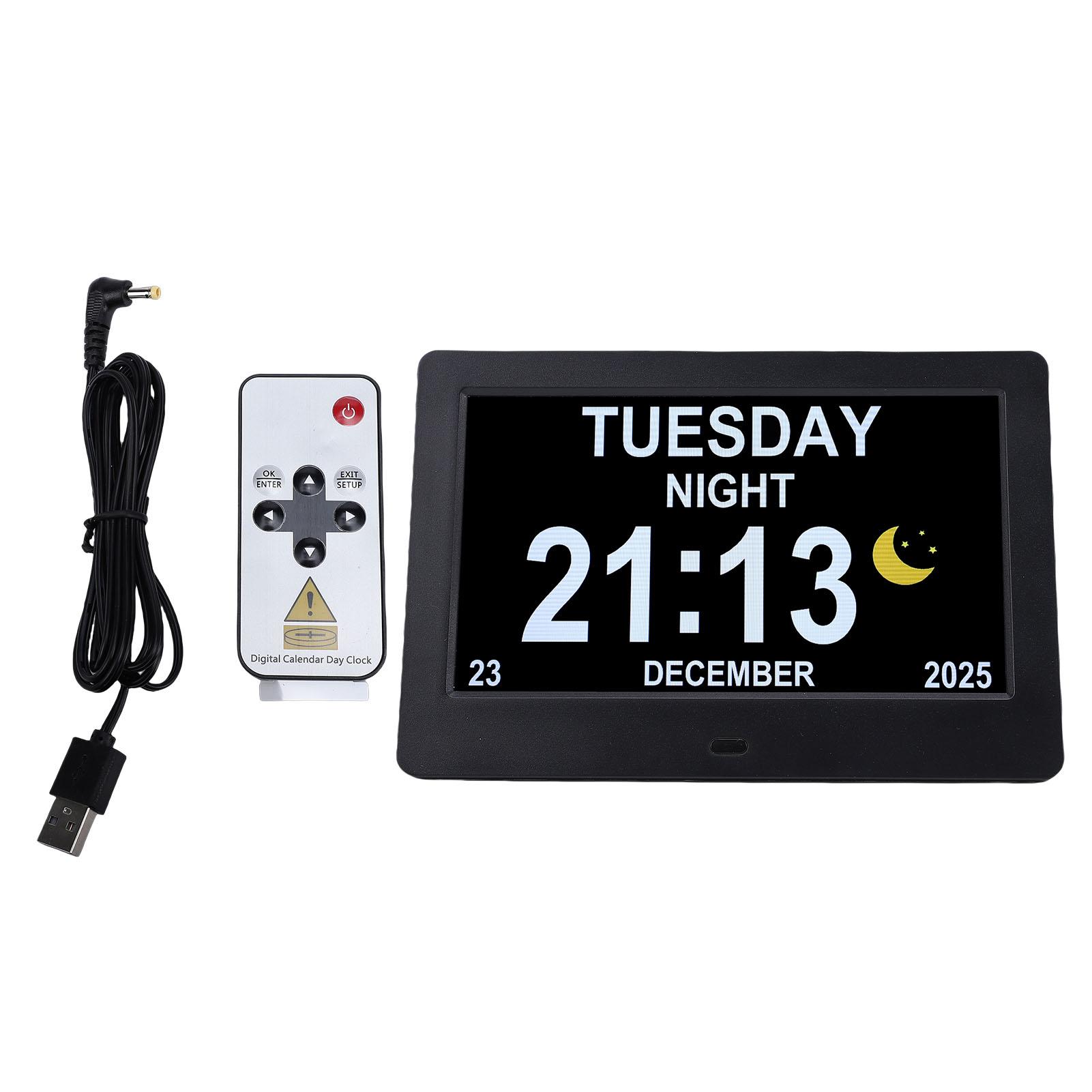 

7 Inch Digital Calendar Multifunctional Clock with Date Display Automatic Dimming and Daylight Saving Time Key Or Remote Control чёрный