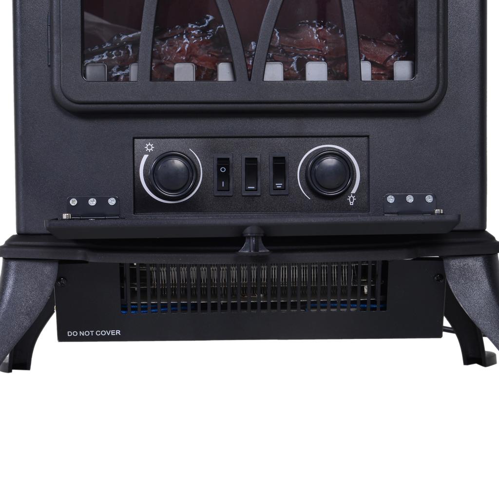 Electric Fireplace with Heating, Electric Fireplace with LED Flame Effect, 1000/2000W Decorative Fireplace, Electric Fireplace Fire Stove, Black
