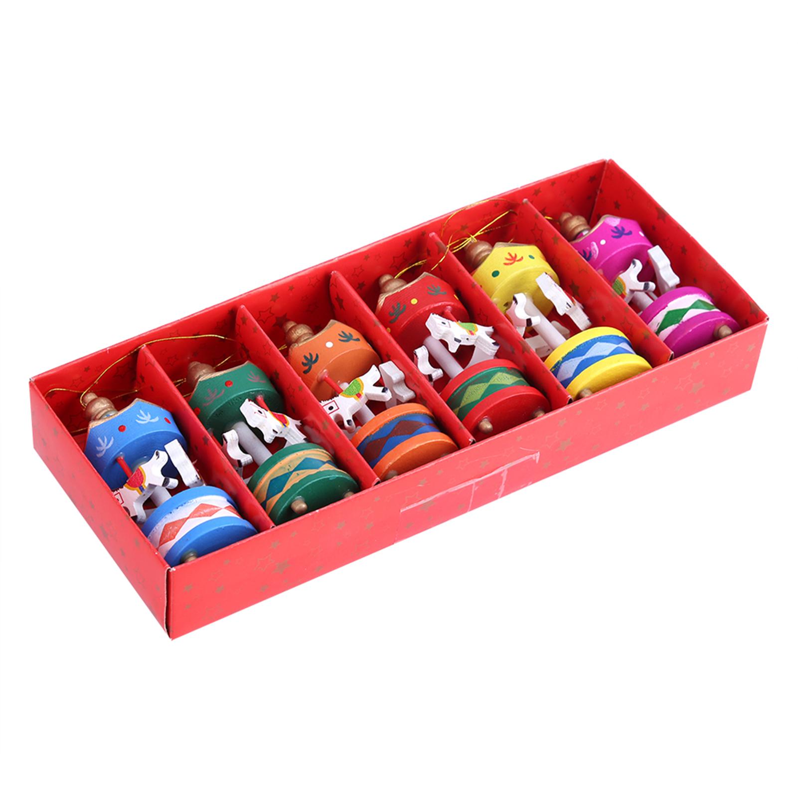 Wood Carousel Decoration Wooden Carousel Horse Orament Merry Go Round Christmas Room Decoration Kids Gift Wooden Merry Go Round