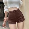 Kahverengi Kot Şort Kadın Yaz Kore Moda Yüksek Bel Ince Kot Şort Vintage Babes Seksi Dipleri Artı Boyutu Kadınsı Y2k Giysileri