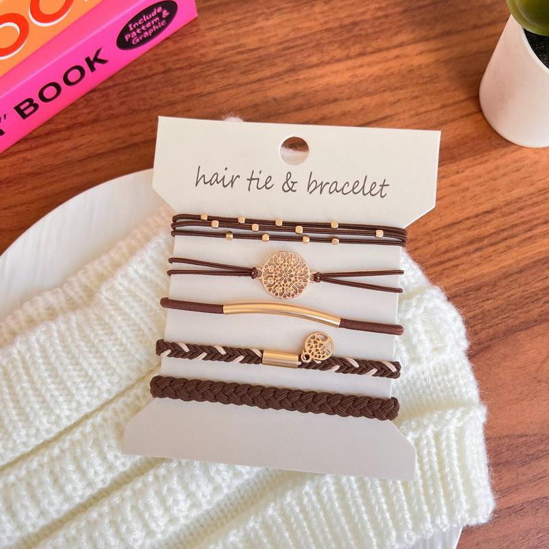 12 pcs Boho bracelet hair ties for women elastic hair rubber bands girls black Bracelet  hair rope Ponytail Holder hairbands