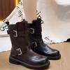 Inner Increase Short Boots New Leather Retro Platform Martin Boots Knight Locomotive Boots In Autumn and Winter