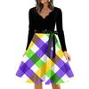 Women's Casual Fashion V Neck Long Sleeve Printed Vintage Long Dress