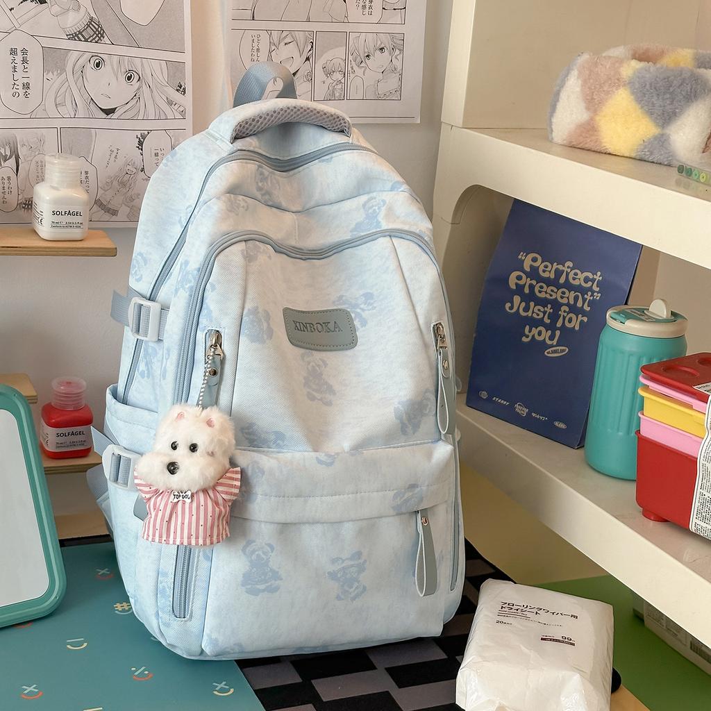 Schoolbag New Large Capacity Bear Backpack Middle School Student School Bag Ins High Value Fashion Casual Backpack Lightweight Girls