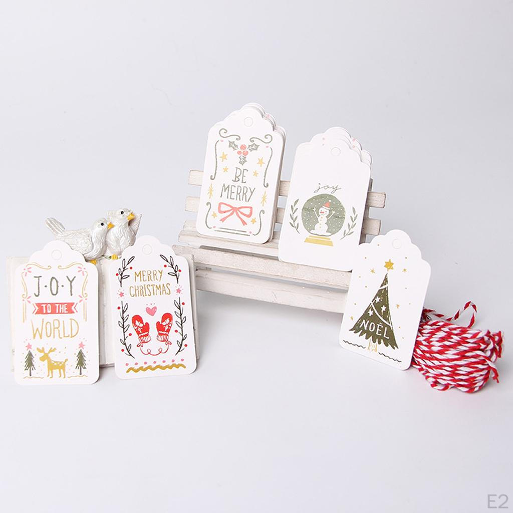 50 Vintage Kraft Paper Christmas Gift Tags Labels Hanging Cards