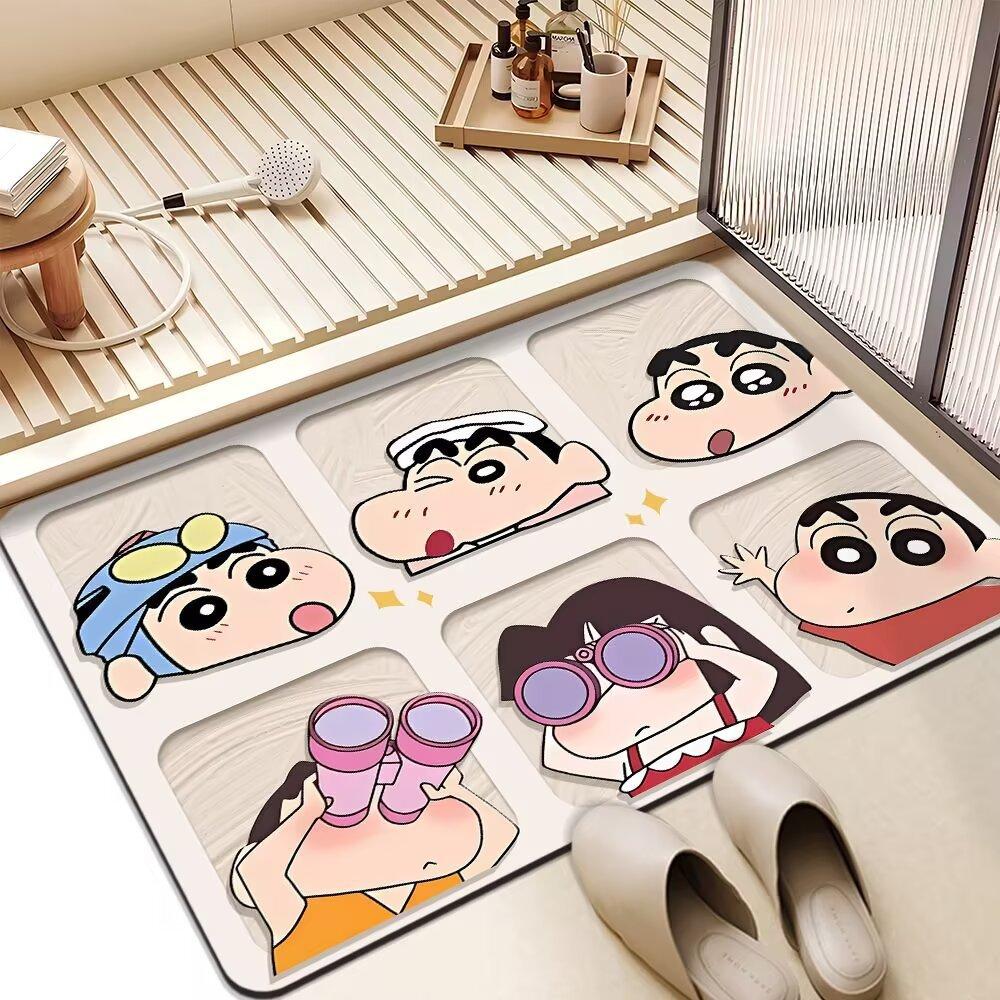 Crayon Small New Liugong Grid Floor Mat, Door Carpet, Diatom Mud Bathroom, Bathroom, Water-Absorbing And Dirt-Resistant Quick-Drying Floor Mat