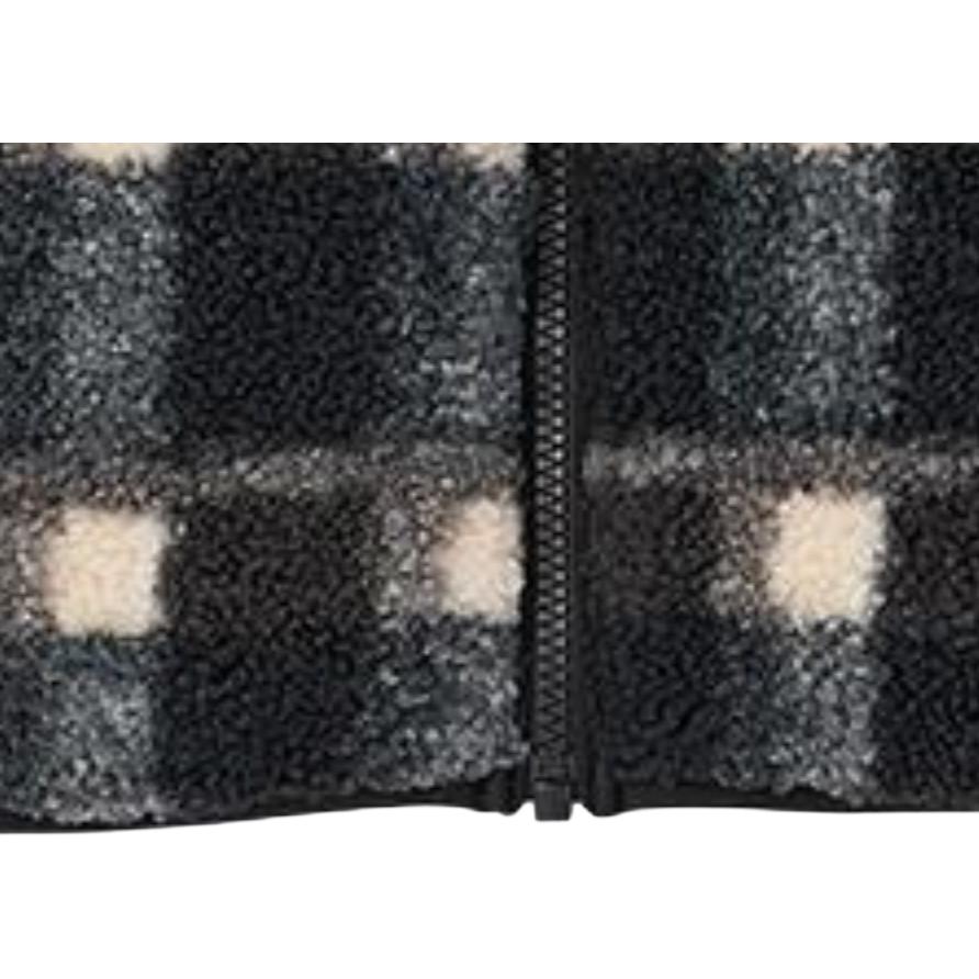 UNIQLO Plaid Stand Collar Windproof Fleece Jacket Women jackets Black 453249-09