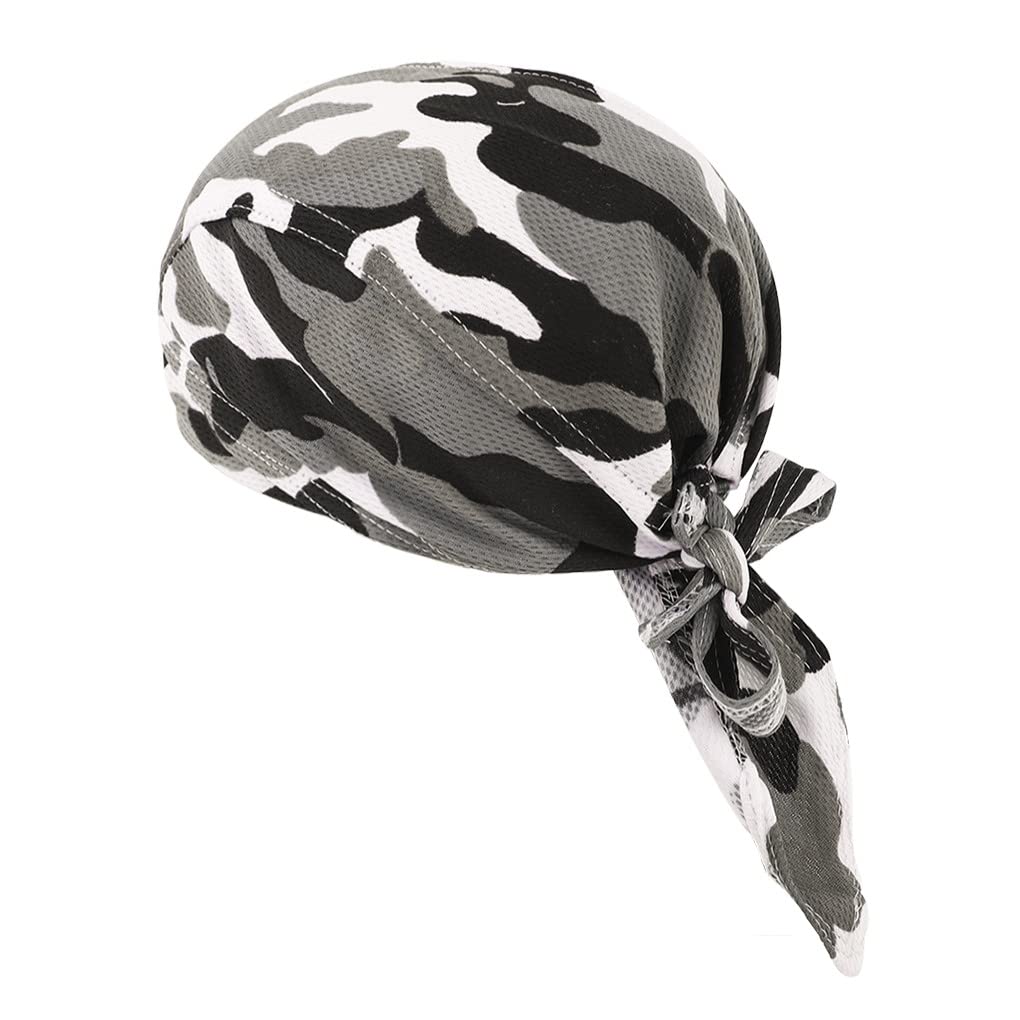 

[IPENNYE] Men s Inner Cap Sweat-Absorbent Quick-Drying Camouflage Bandana Cap Headband Pirate Scarf Stylish Hat Dustproof Full Protection Sweat Stop серый